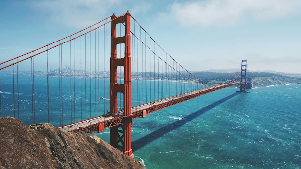 Arrivée à San Francisco, Golden Gate Bridge, début du road trip moto Ouest américain