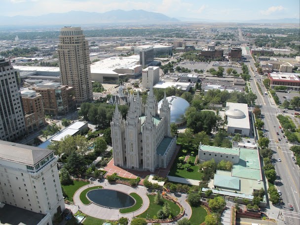 Temple Square à Salt Lake City, étape moto