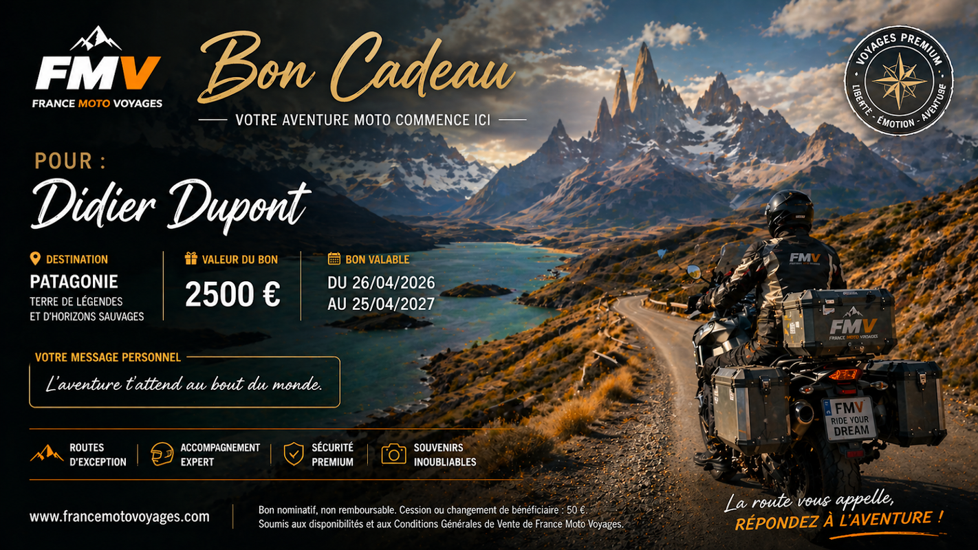 Bon cadeau France Moto Voyages